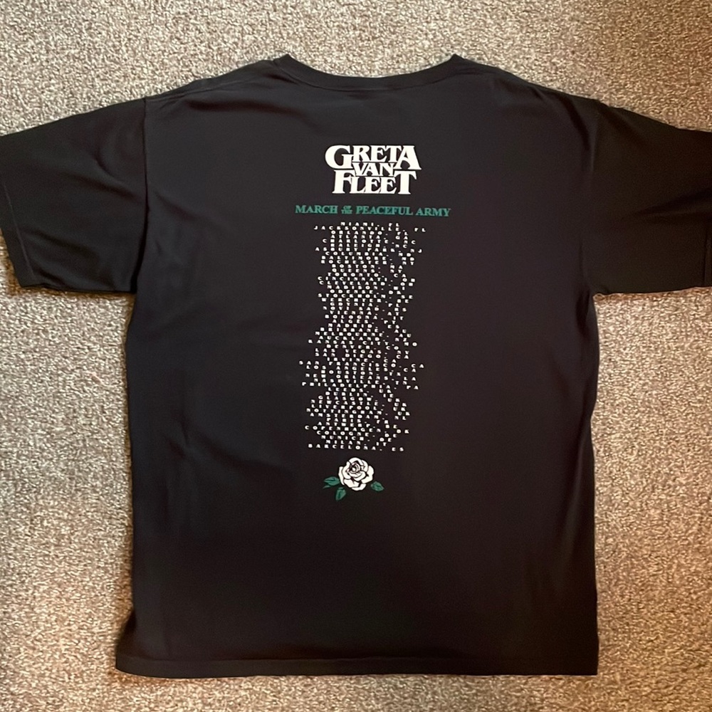 Greta Van Fleet Anthem Of the Peaceful Army Tour Shirt XL Black Band